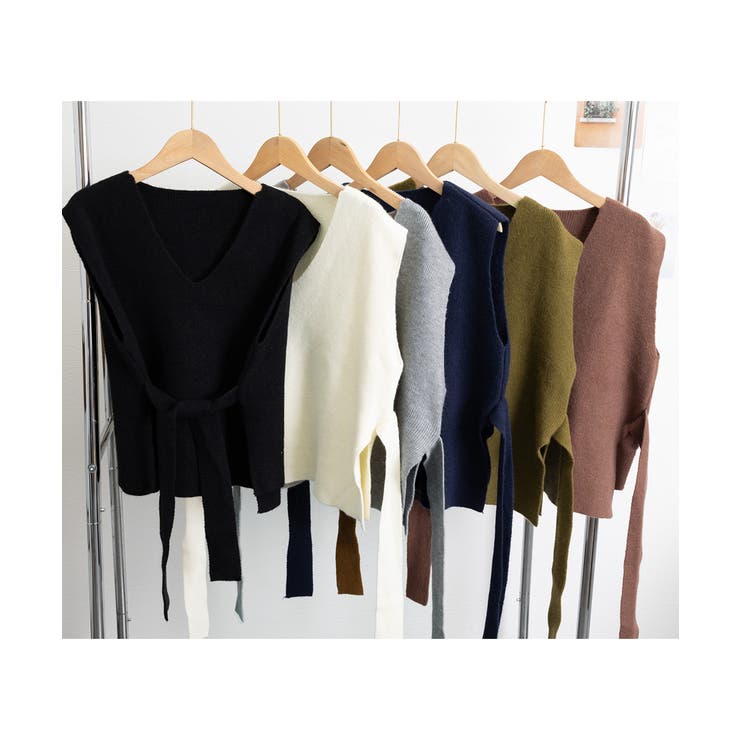 ベルト付きニットベストニットジレVネック | Miniministore | 詳細画像20 