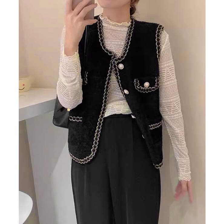 モヘア風ニットベストレディース韓国風秋服 | Miniministore | 詳細画像6 