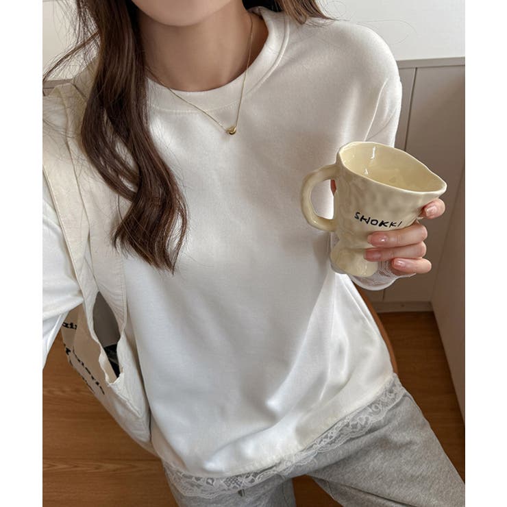 レース付きインナートップス 長袖Tシャツ | Miniministore | 詳細画像2 