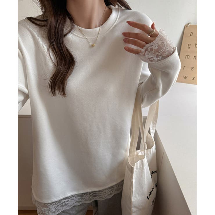レース付きインナートップス 長袖Tシャツ | Miniministore | 詳細画像4 