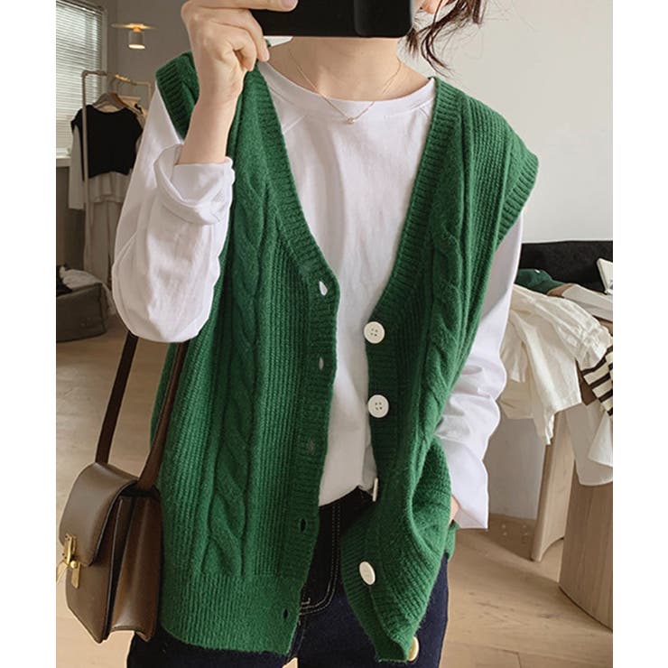 Vネックニットベストレディースニットジレ | Miniministore | 詳細画像11 