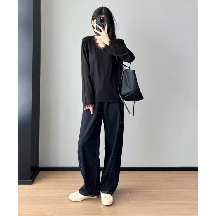 レース長袖トップスVネックカットソー秋服 | Miniministore | 詳細画像22 