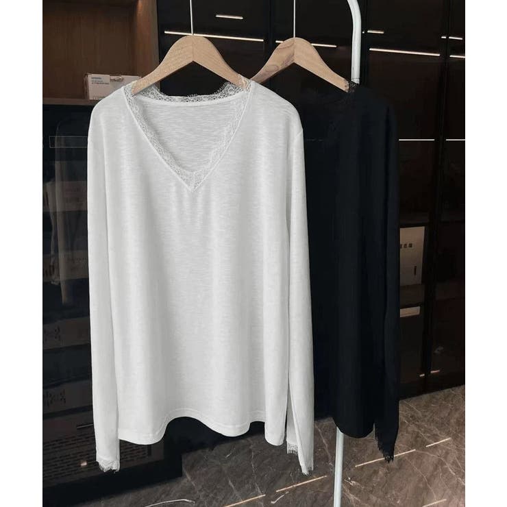 レース長袖トップスVネックカットソー秋服 | Miniministore | 詳細画像27 