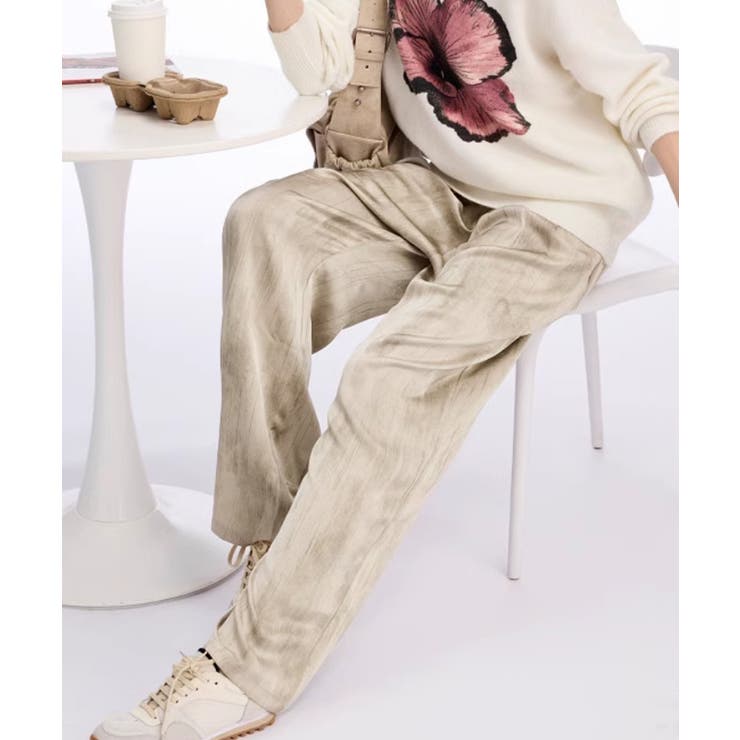 ベージュ | タイダイ染めワイドパンツ春夏ロングパンツ | Miniministore