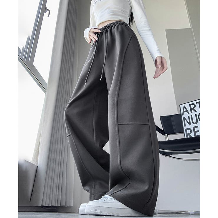 ダークグレー | スウェットパンツウエストゴムワイドパンツ | Miniministore