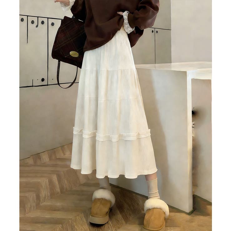 アイボリー | ティアードスカート コーデュロイスカート | Miniministore