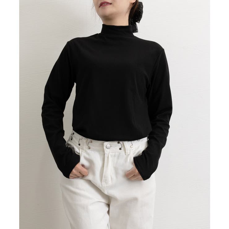 ブラック | ベーシックトップス プチハイネック韓国風 | Miniministore