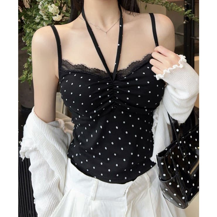 ブラック | レディース 胸元ギャザー ブラトップキャミ | SUNSHINE CLOSET