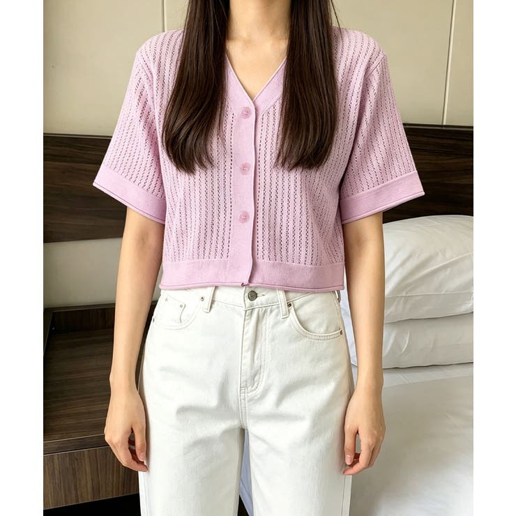 ラベンダー | レディース クロップド丈 ニットトップス | SUNSHINE CLOSET