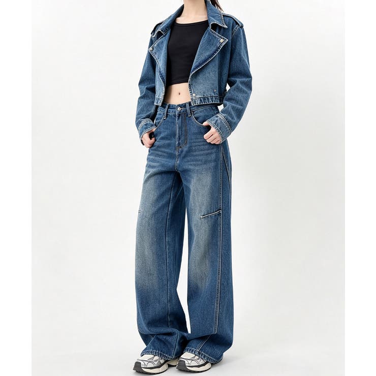 ワイドデニムパンツ ハイウエストジーンズ | Miniministore | 詳細画像8 