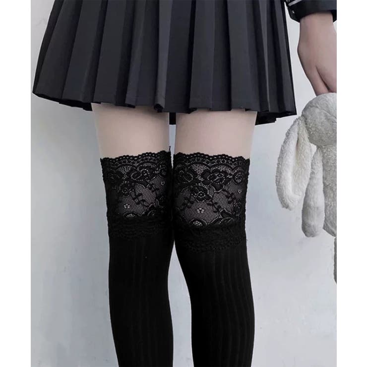 ニーハイソックス花柄レース切り替え靴下 | Miniministore | 詳細画像13 