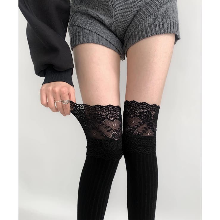 ニーハイソックス花柄レース切り替え靴下 | Miniministore | 詳細画像14 