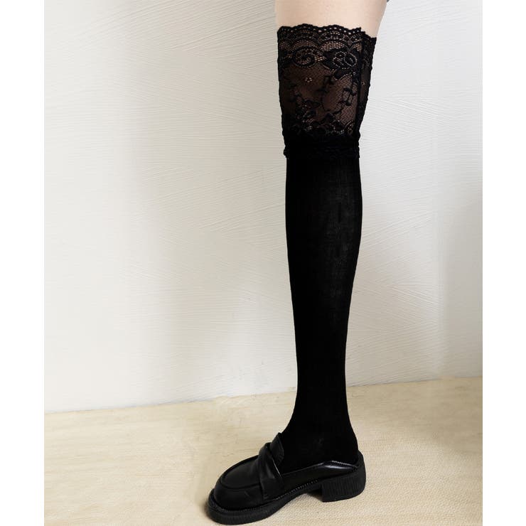 ニーハイソックス花柄レース切り替え靴下 | Miniministore | 詳細画像15 