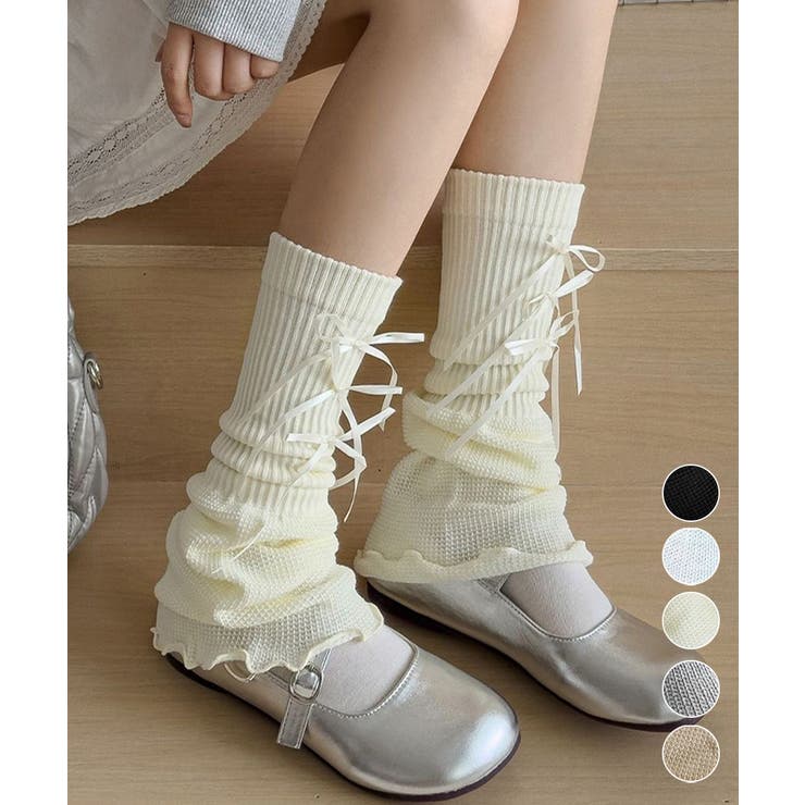 レッグウォーマー リボン付きレッグカバー | Miniministore | 詳細画像1 