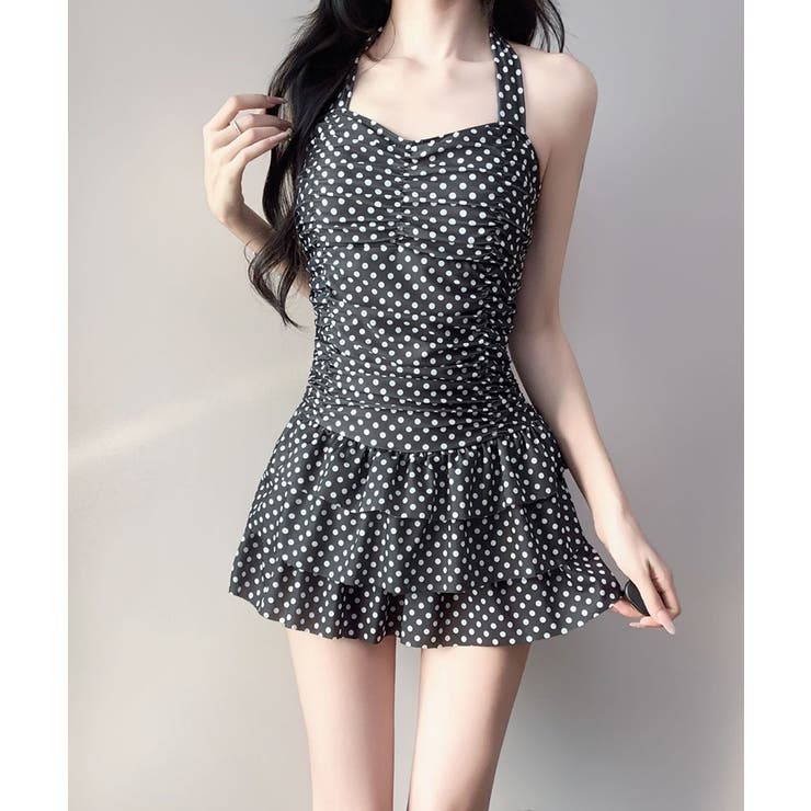 ドット柄ワンピース水着ホルターネック水着 | Miniministore | 詳細画像3 