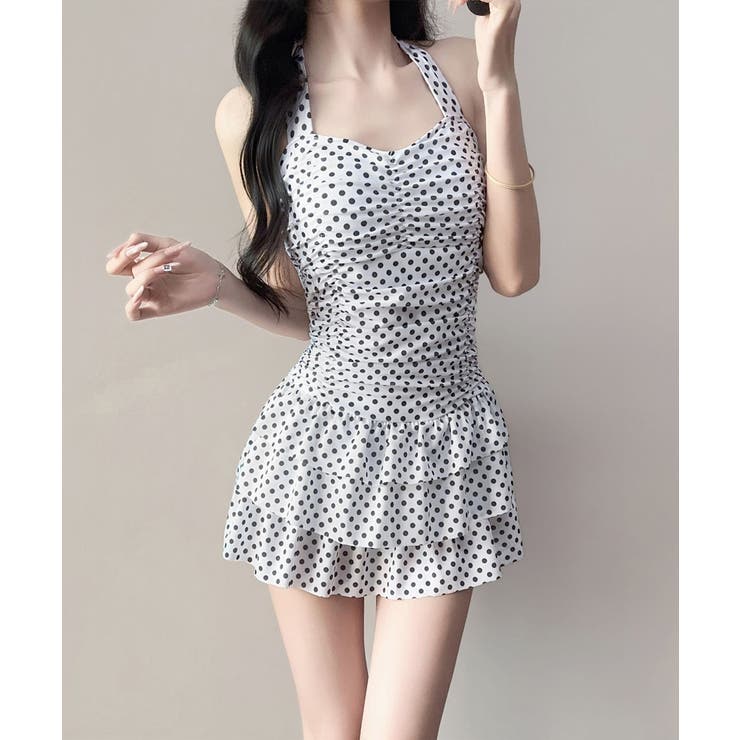 ドット柄ワンピース水着ホルターネック水着 | Miniministore | 詳細画像7 