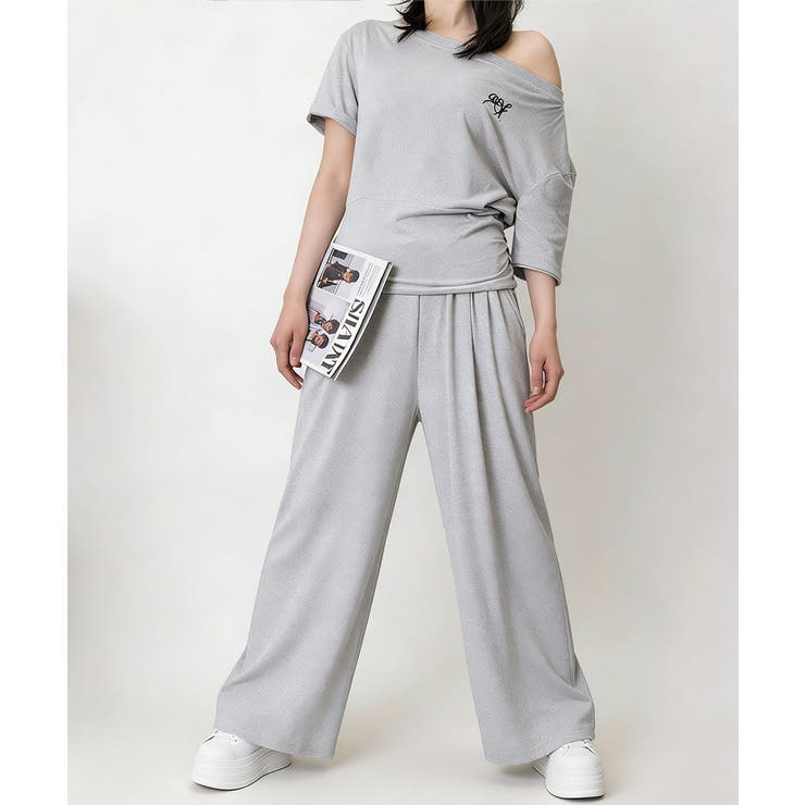 オフショルダートップスワイドパンツセット | Miniministore | 詳細画像10 