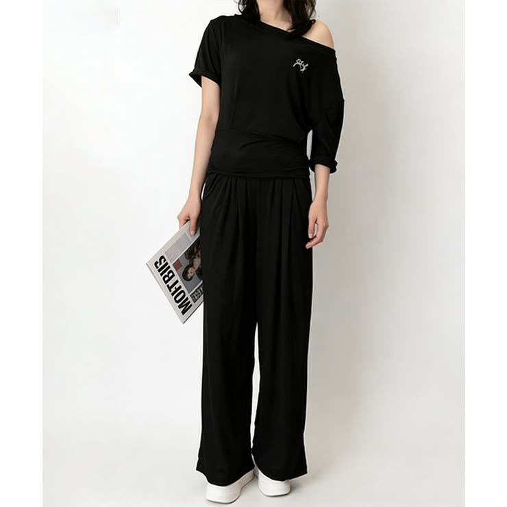 オフショルダートップスワイドパンツセット | Miniministore | 詳細画像11 