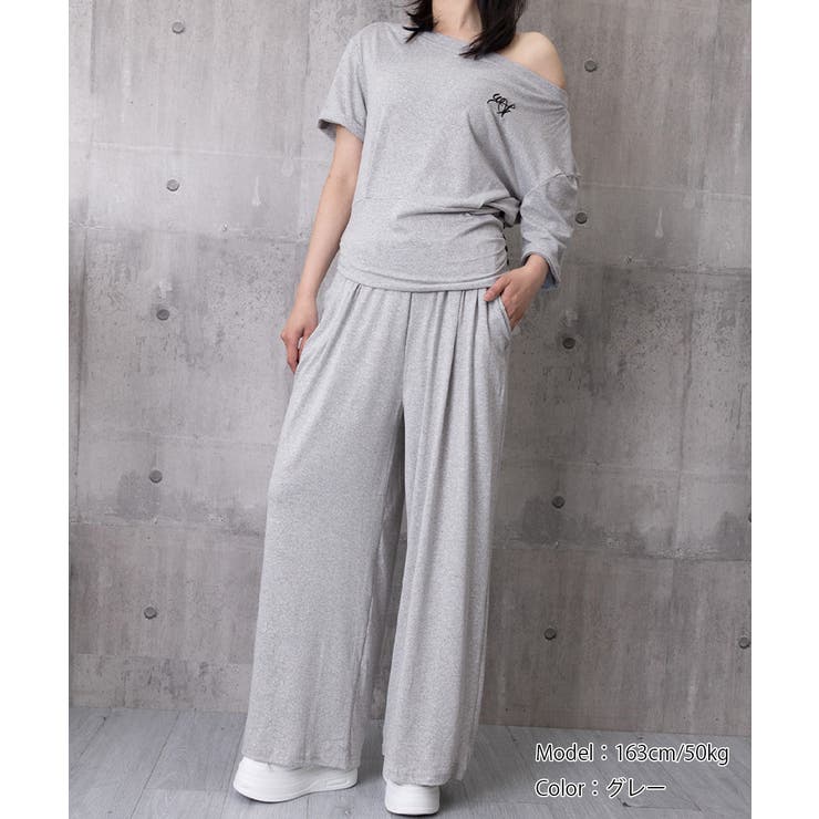 オフショルダートップスワイドパンツセット | Miniministore | 詳細画像13 
