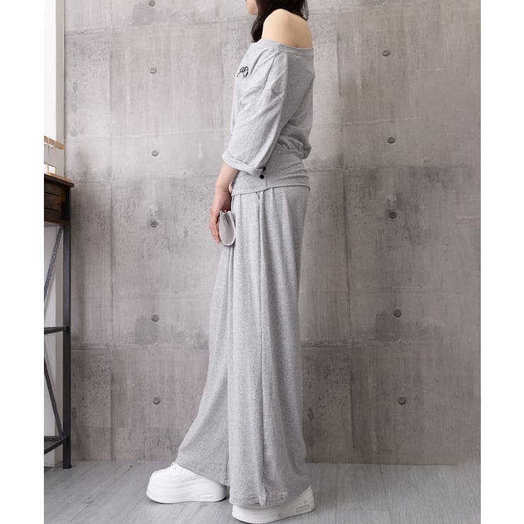 オフショルダートップスワイドパンツセット | Miniministore | 詳細画像15 
