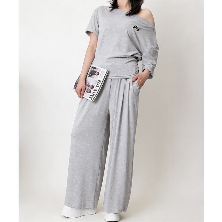 オフショルダートップスワイドパンツセット | Miniministore | 詳細画像2 