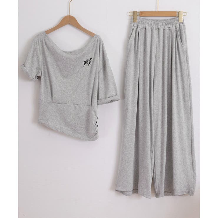 オフショルダートップスワイドパンツセット | Miniministore | 詳細画像22 