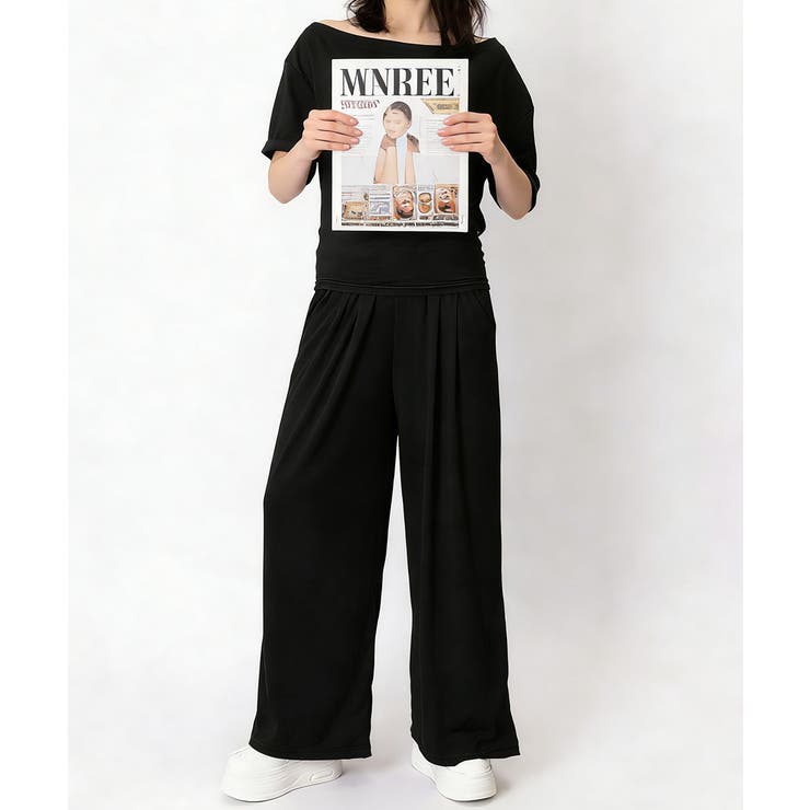 オフショルダートップスワイドパンツセット | Miniministore | 詳細画像5 