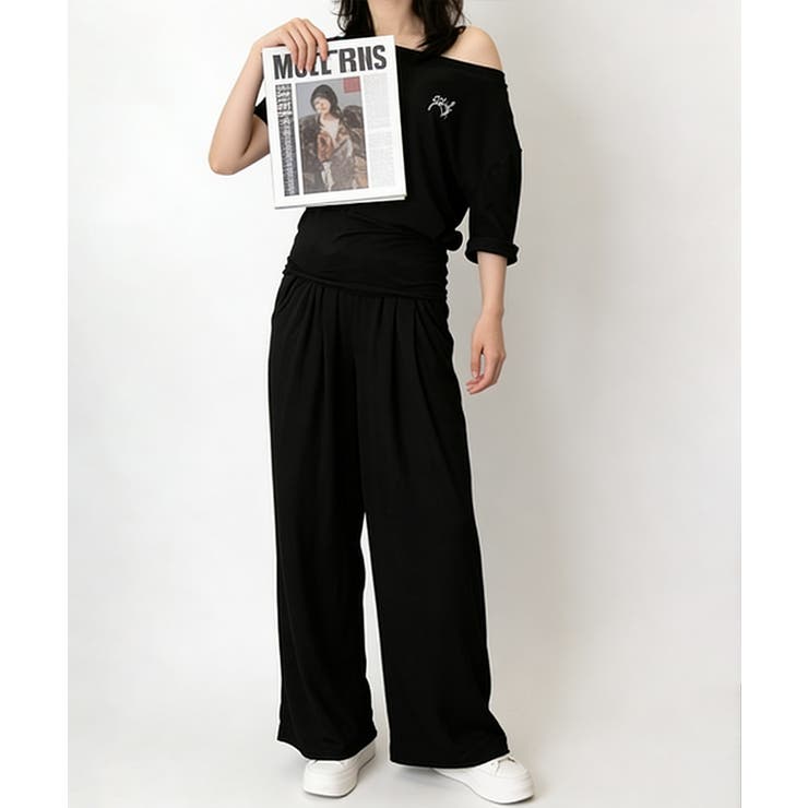 オフショルダートップスワイドパンツセット | Miniministore | 詳細画像6 