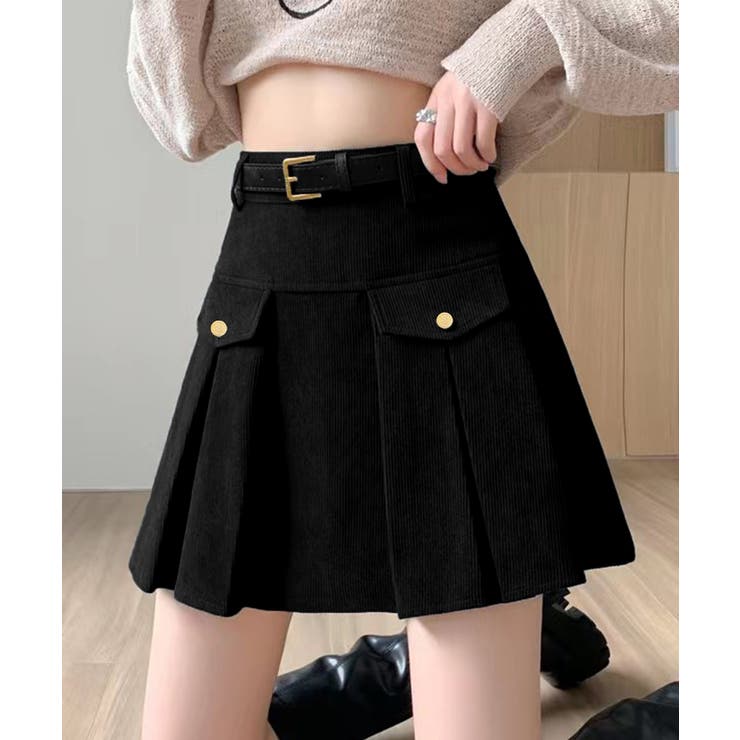 コーデュロイプリーツスカート ベルト付き | Miniministore | 詳細画像2 