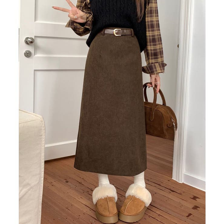 コーデュロイタイトスカート ベルト付き | Miniministore | 詳細画像9 