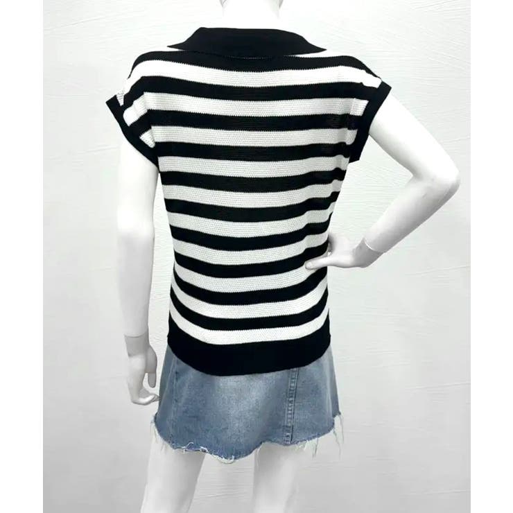 ボーダー柄サマーニット フレンチスリーブ | Miniministore | 詳細画像10 