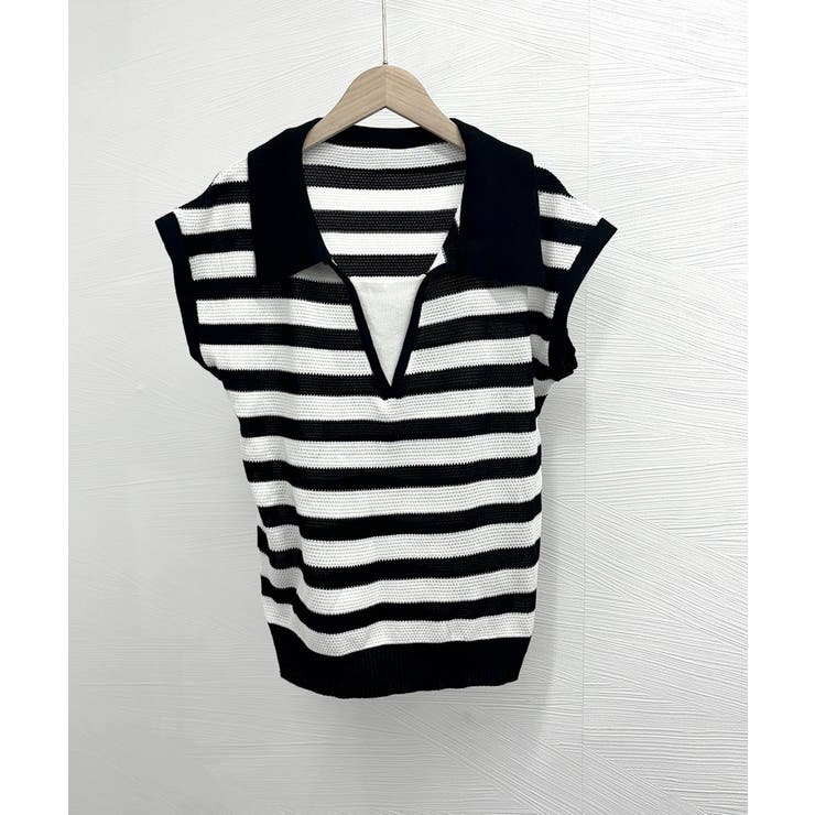 ボーダー柄サマーニット フレンチスリーブ | Miniministore | 詳細画像11 