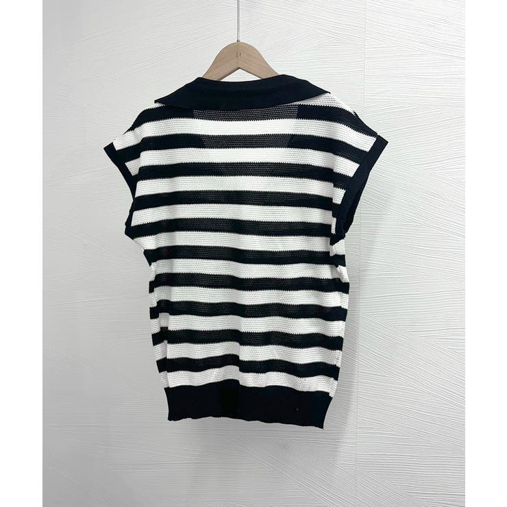 ボーダー柄サマーニット フレンチスリーブ | Miniministore | 詳細画像12 