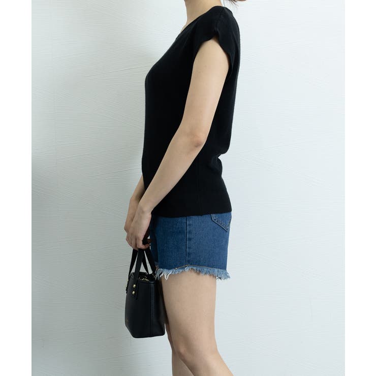 フレンチスリーブサマーニットバックボタン | Miniministore | 詳細画像4 