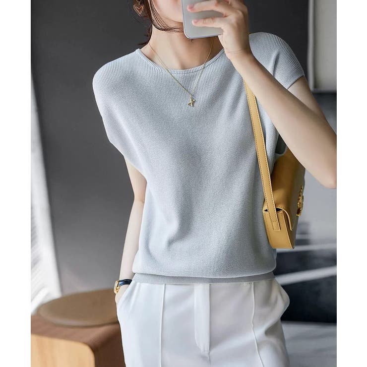 フレンチスリーブサマーニットバックボタン | Miniministore | 詳細画像7 