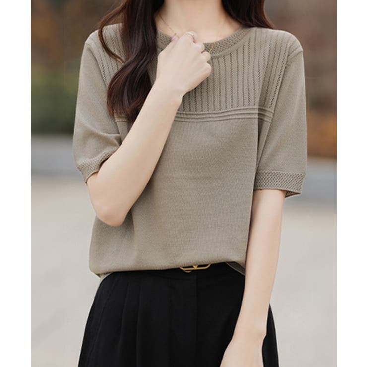 サマーニット クールネックメッシュニット | Miniministore | 詳細画像10 