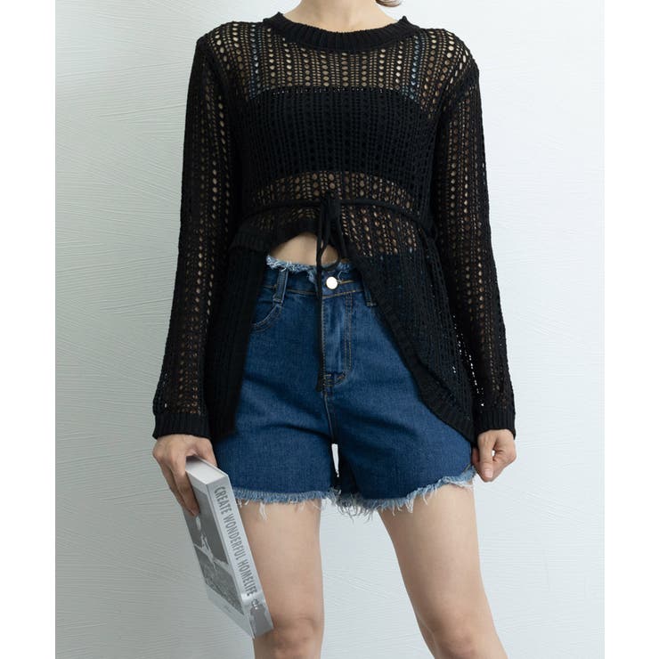 透かし編みニットトップス レディース長袖 | Miniministore | 詳細画像2 