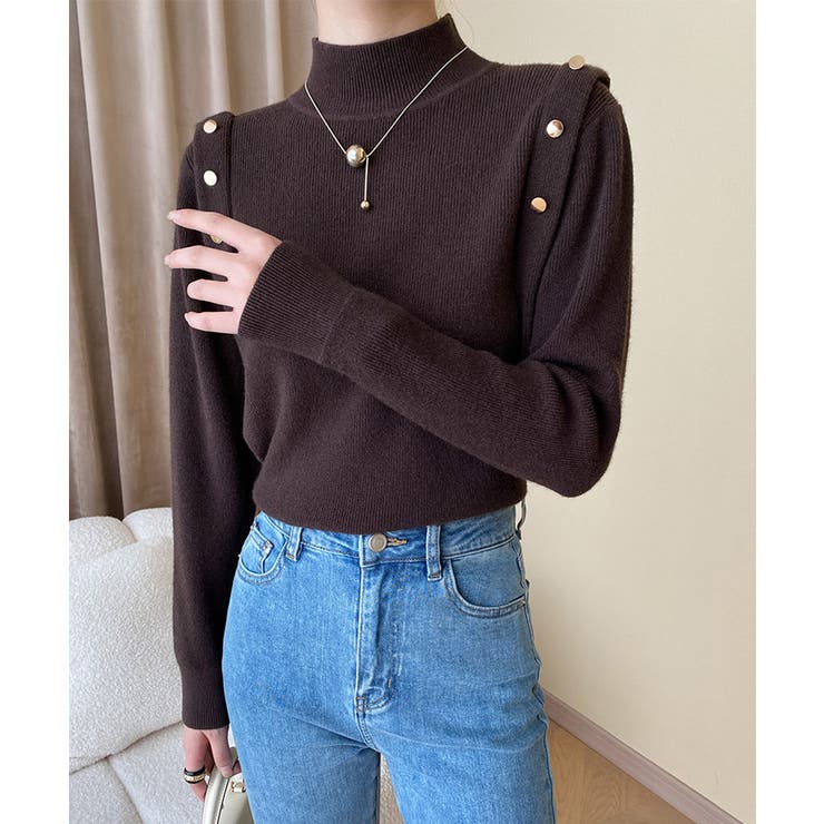 メタルボタンニットトップスプチハイネック | Miniministore | 詳細画像11 