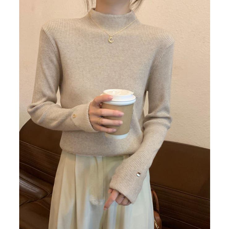 プチハイネックニットトップス 袖口ボタン | Miniministore | 詳細画像7 