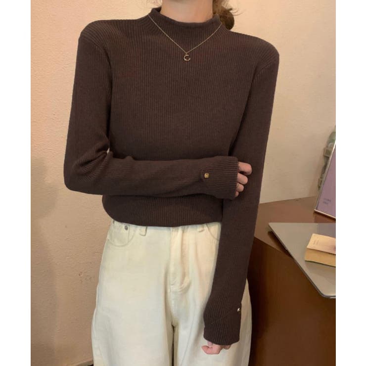 プチハイネックニットトップス 袖口ボタン | Miniministore | 詳細画像9 