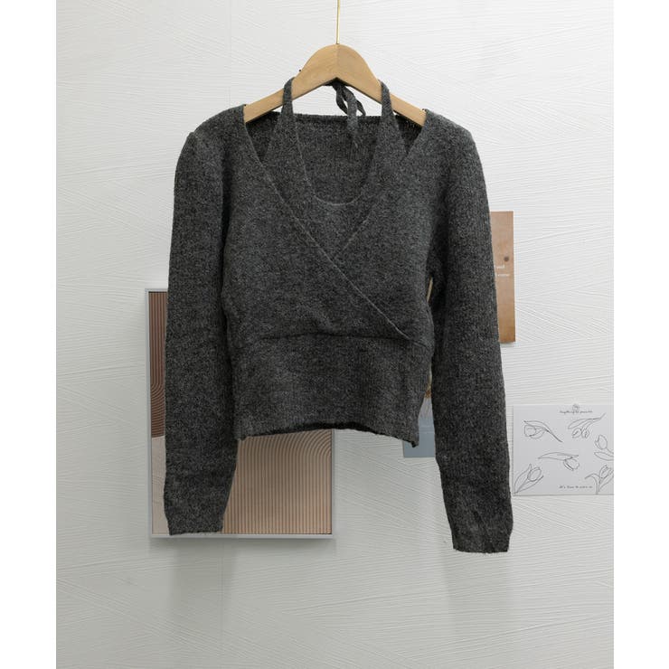 レイヤードニットトップス ホルターネック | Miniministore | 詳細画像12 