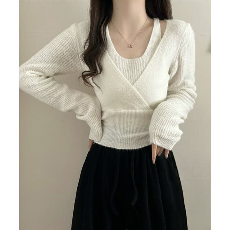 レイヤードニットトップス ホルターネック | Miniministore | 詳細画像4 