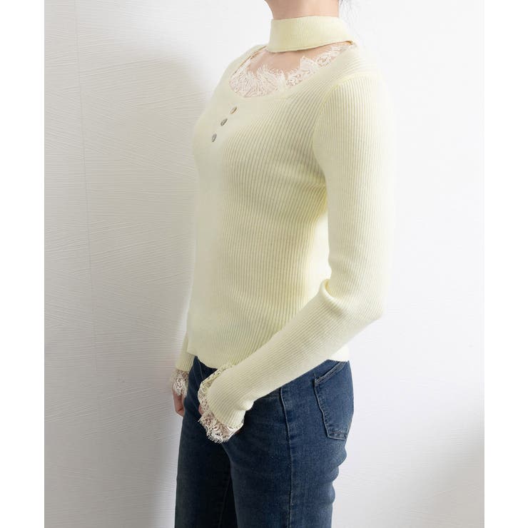 チョーカー風 リブニットトップス 韓国風 | Miniministore | 詳細画像15 