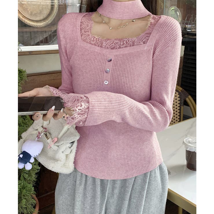 チョーカー風 リブニットトップス 韓国風 | Miniministore | 詳細画像8 