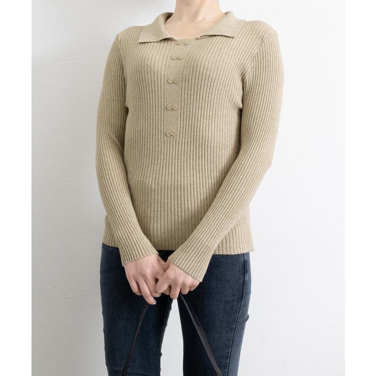 ポロニットトップスきれいめニットセーター | Miniministore | 詳細画像14 