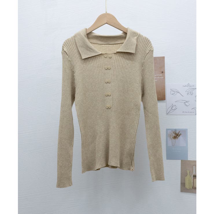 ポロニットトップスきれいめニットセーター | Miniministore | 詳細画像21 