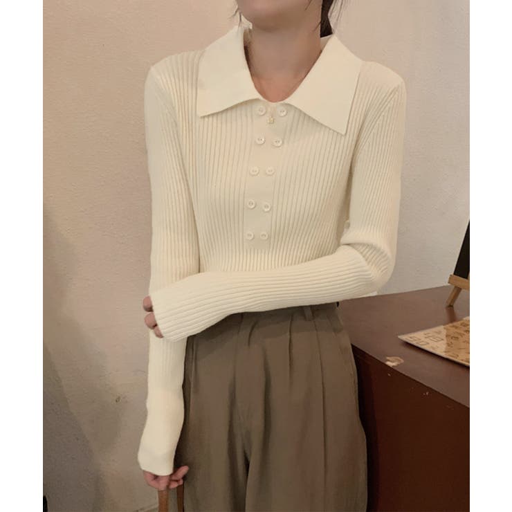 ポロニットトップスきれいめニットセーター | Miniministore | 詳細画像3 