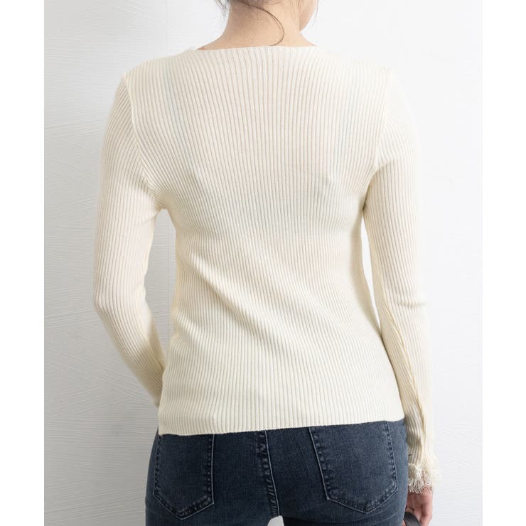 ニットトップス レース切り替えリブニット | Miniministore | 詳細画像13 