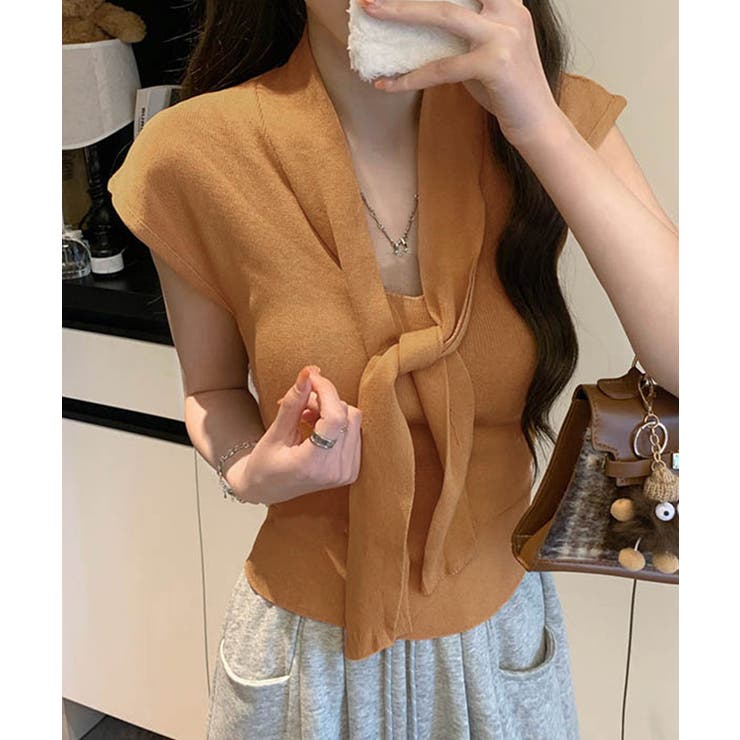 ボウタイサマーニット Vネックトップス | Miniministore | 詳細画像11 