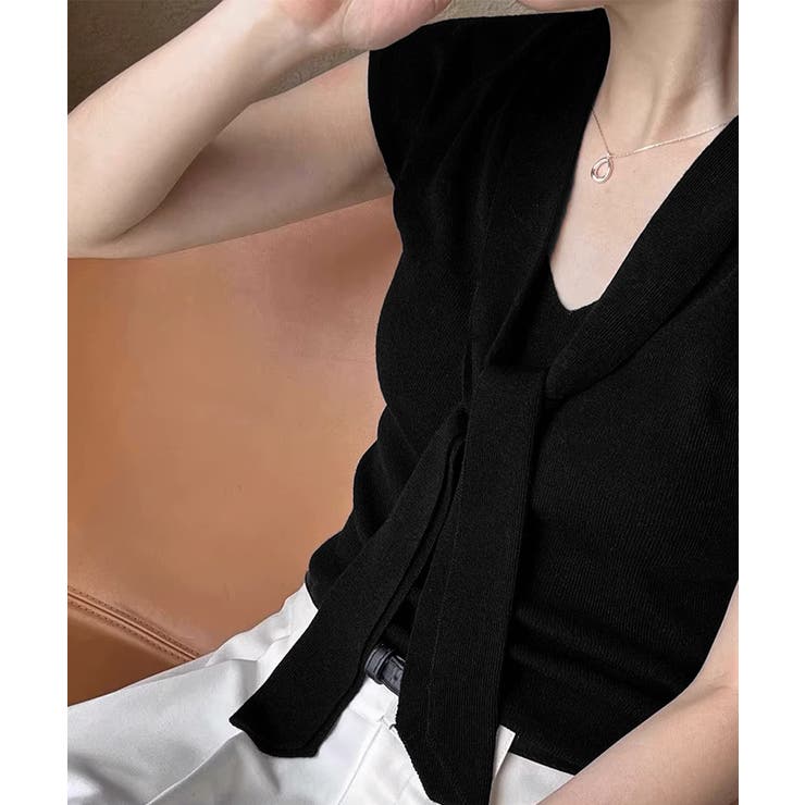 ボウタイサマーニット Vネックトップス | Miniministore | 詳細画像5 